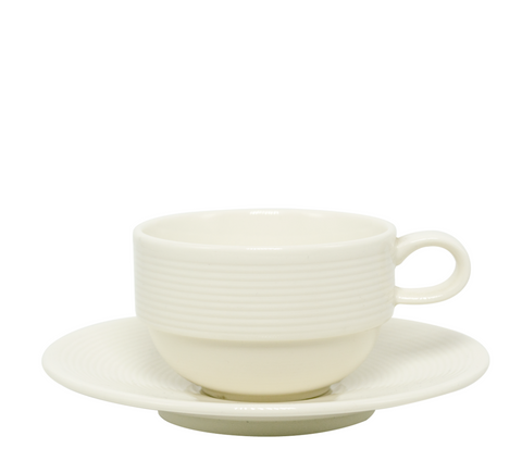 Juego de 6 tazas de té apilables (8 oz) con 6 platitos Wish