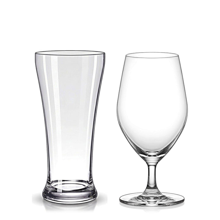 Pack Cerveza: 6 vasos Pilsner + 6 copas Goblet · Fondo blanco