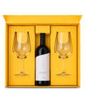 Box Ferrand: 2 copas Sommelier Classic (cristal) + Vino Tinto Primitivo · Fondo blanco