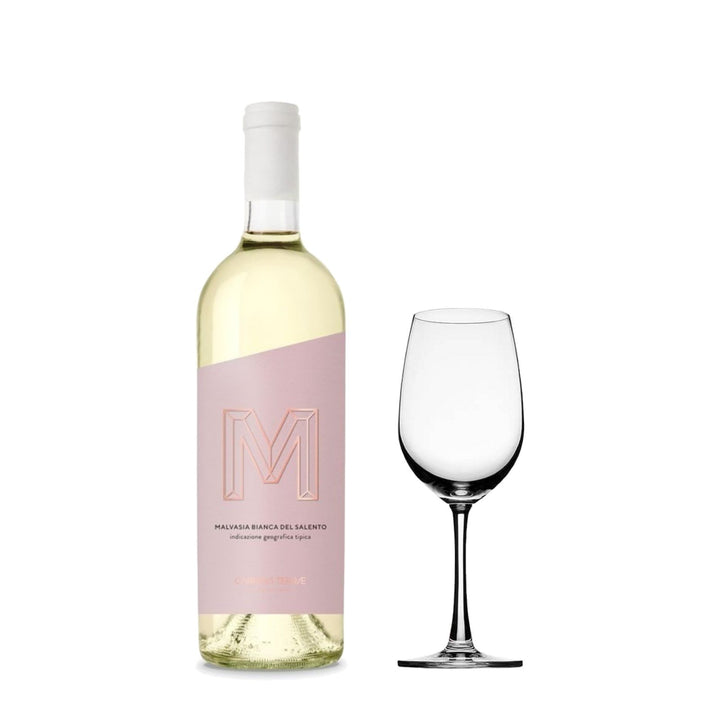 Vino Blanco Malvasia + Copas Vinum Special x 6 pzas. · Fondo blanco