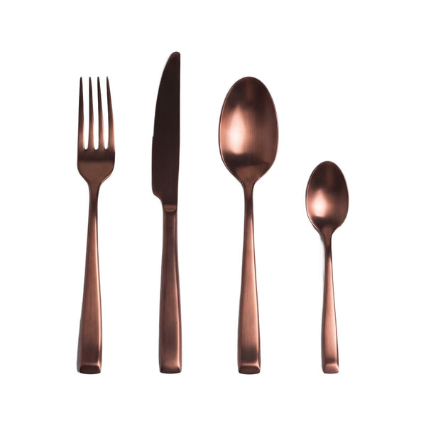 Set de Cubiertos Copper Satin (4 juegos) x 16 pzas. · Fondo blanco