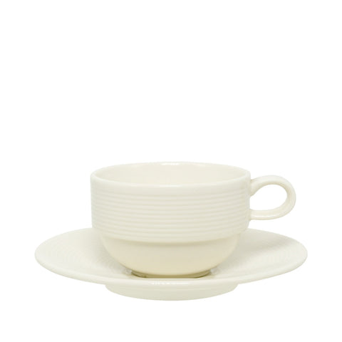 Juego de 6 tazas de té apilables (8 oz) con  6 platitos Wish · Fondo blanco