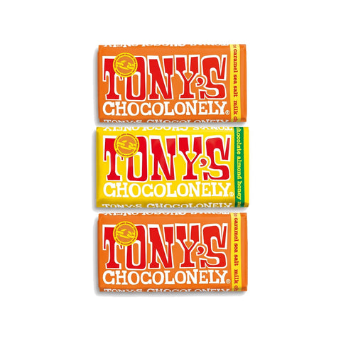 Pack x 3 barras de chocolate Tony’s Chocolonely · Fondo blanco