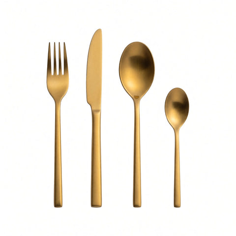 Set de Cubiertos Gold Satin (4 juegos) x 16 pzas. · Fondo blanco