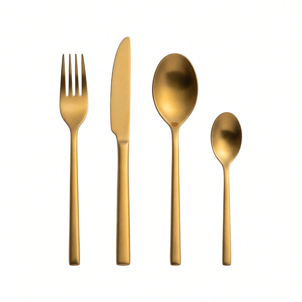 Set de Cubiertos Gold Satin (4 juegos) x 16 pzas. · Fondo blanco