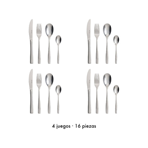 Set de Cubiertos Lotus (4 juegos) x 16 pzas. · Contenido de la caja