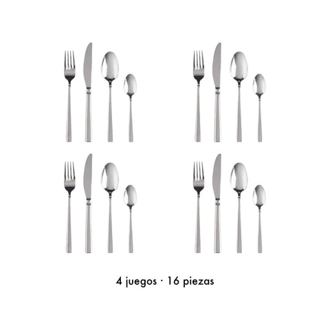 Set de Cubiertos Palermo (4 juegos) x 16 pzas. · Contenido de la caja