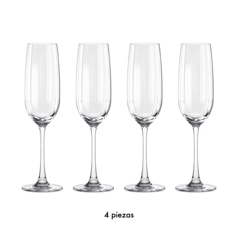 Set Copa Champagne Pulse 210 ml x 4 pzas. · Contenido de la caja