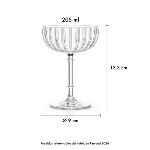Set Copa Coupe Rims (Cristal) 205 ml. x 6 pzas. · Medidas