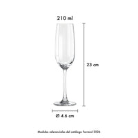 Set Copa Champagne Pulse 210 ml x 4 pzas. · Medidas