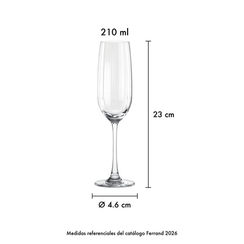 Set Copa Champagne Pulse 210 ml x 4 pzas. · Medidas