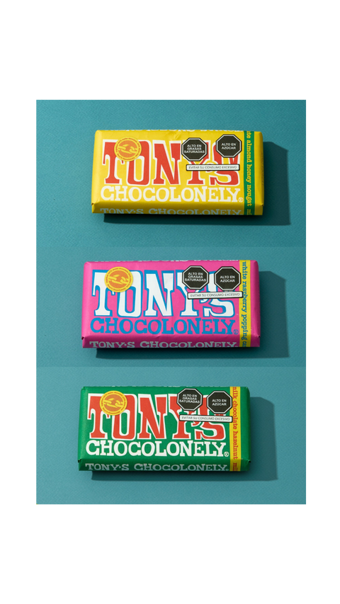 3 barras de chocolate 180gr c/u (turrón + frambuesa + avellanas) Tony’s Chocolonely