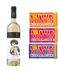 Pack x 3 barras de chocolate Tony’s Chocolonely + Vino Blanco Dizeres